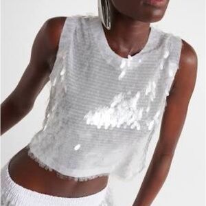 New with tags 
NEW Norma Kamali Clear Sequin Sleeveless Top NEW WITH TAGS